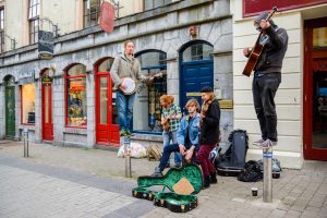 Irish people playing music on Galway streets